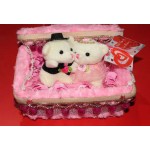 Beautiful Pink Parachute Box Hanging Couple Teddy Bears
